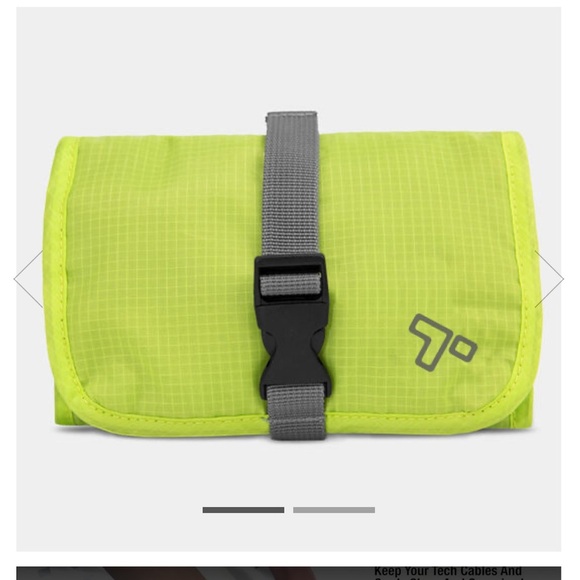 Travelon Neon Green Travel Pouch with Gray Strap- tech accessory organizer - Picture 1 of 6